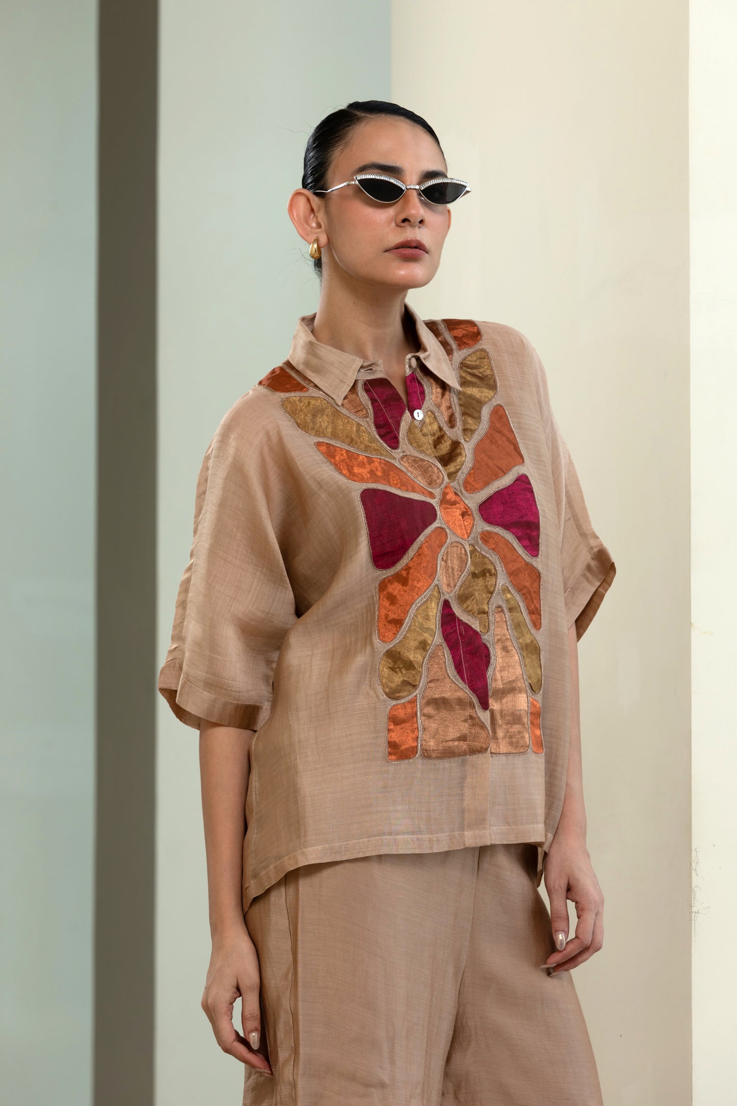 Eeda Full Patch Shirt - Beige