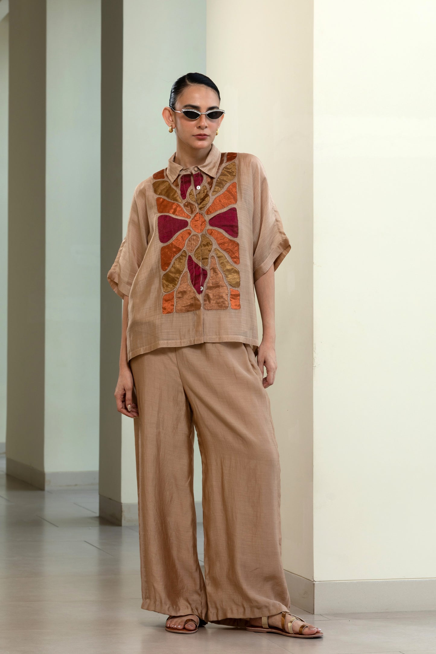 Eeda Full Patch Shirt - Beige