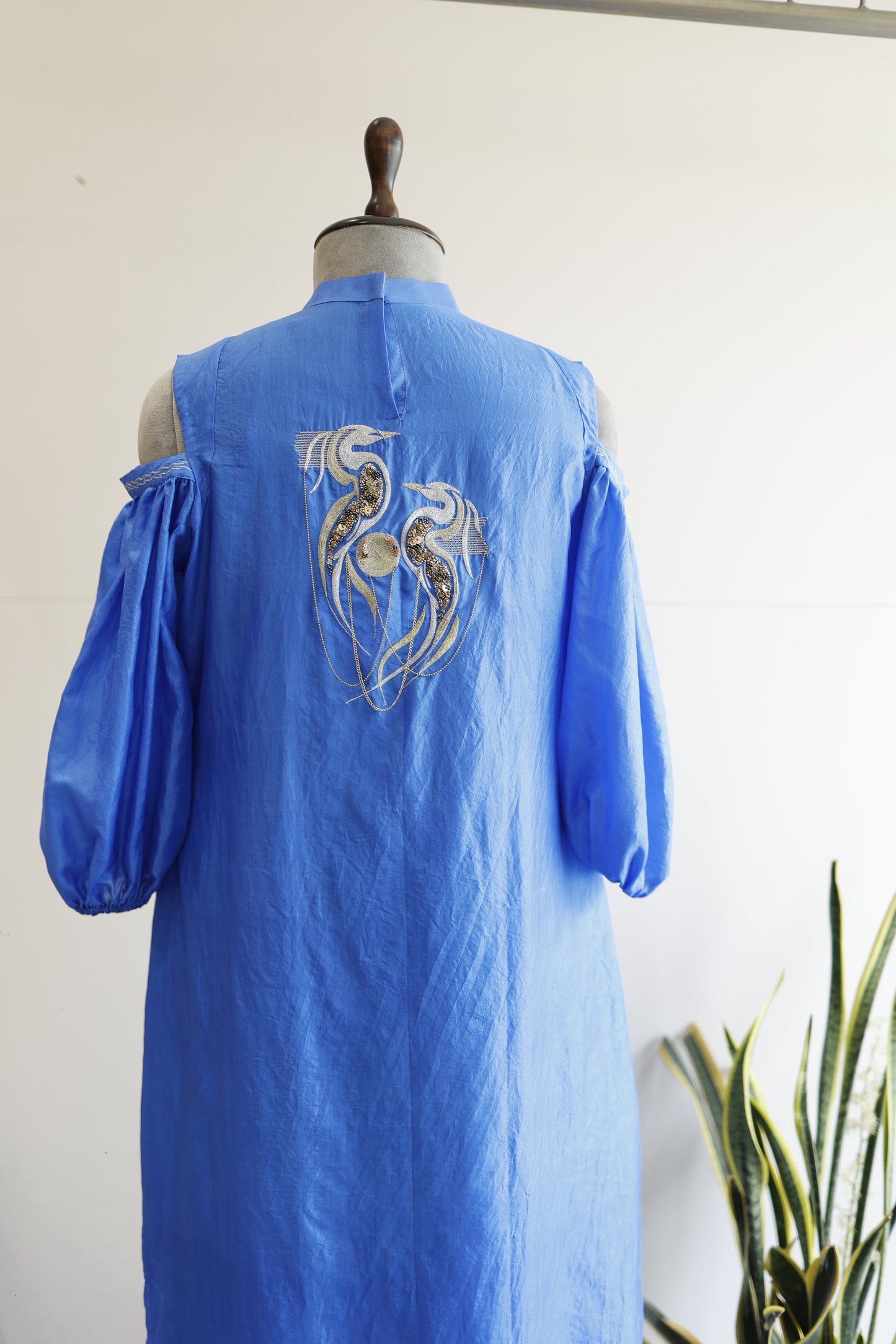Eeda Tinka Blue Dress with Back Embroidery