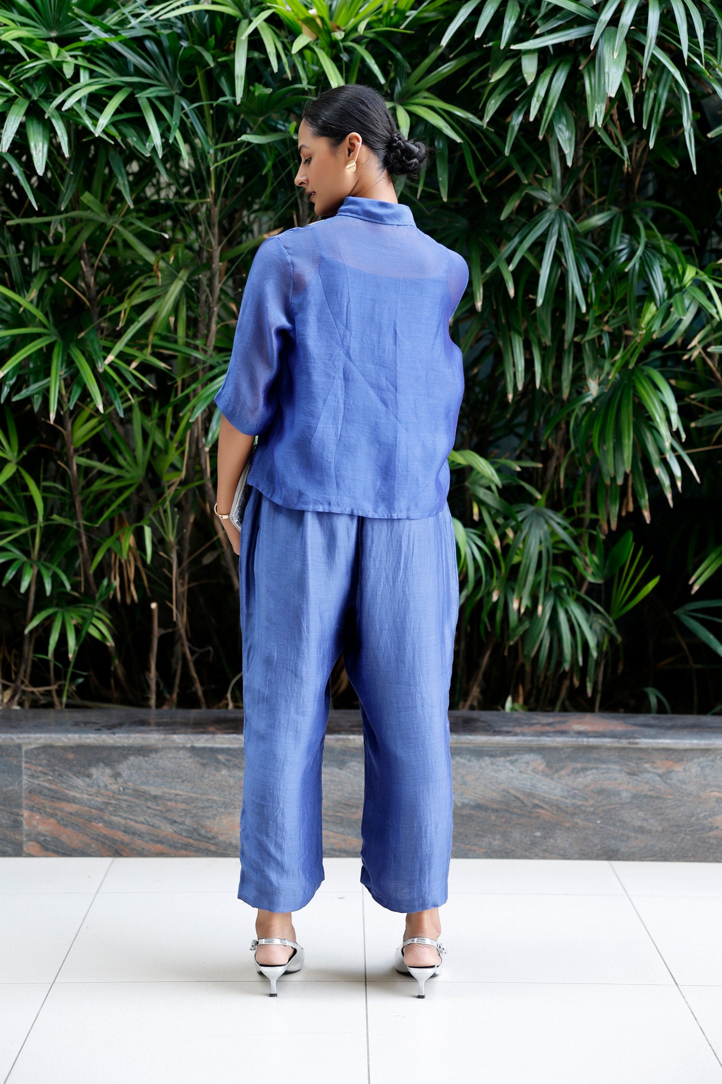 Silk Patch Work Co-Ord Set - Blue