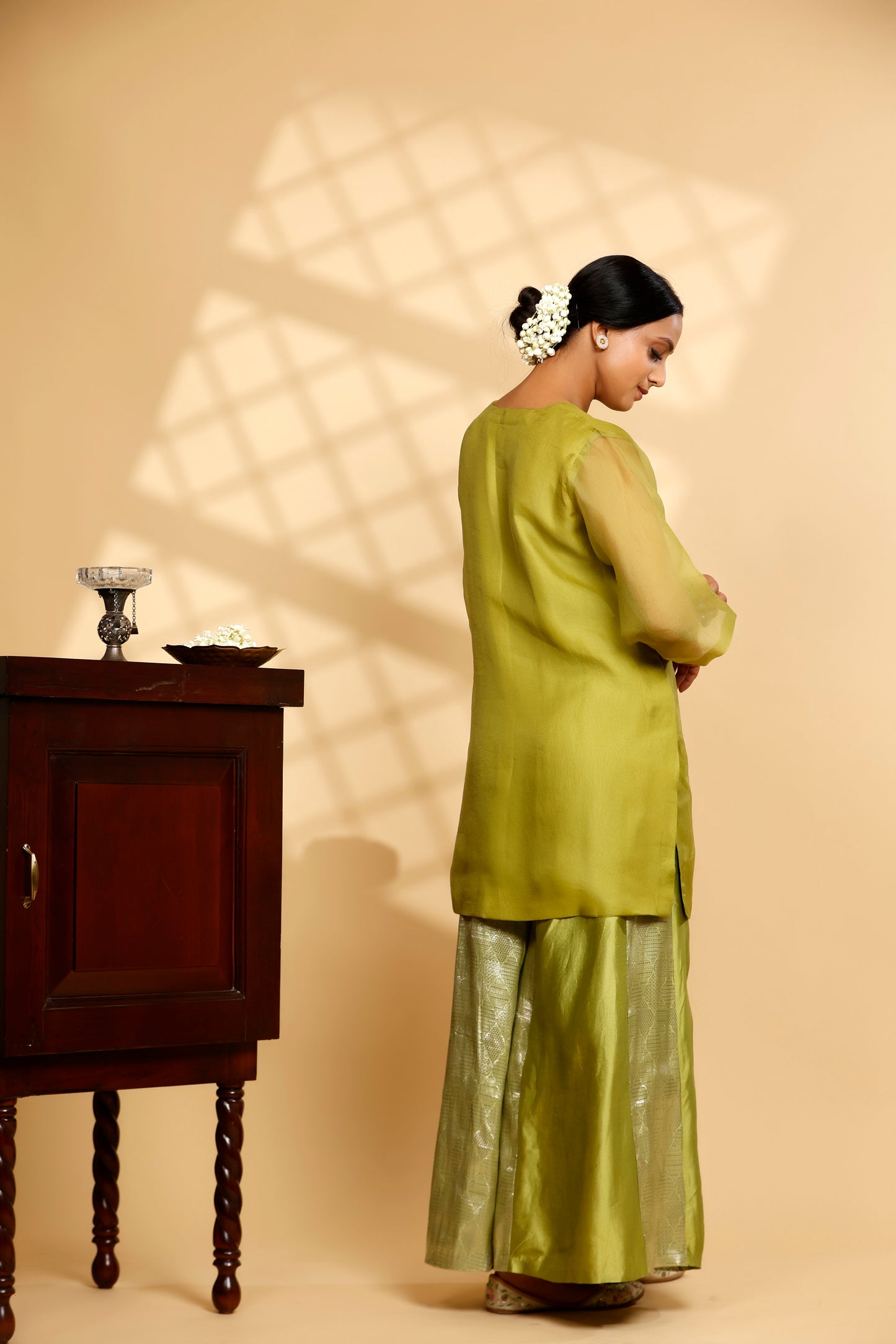 Sehej Green V-Neck Kurta Set