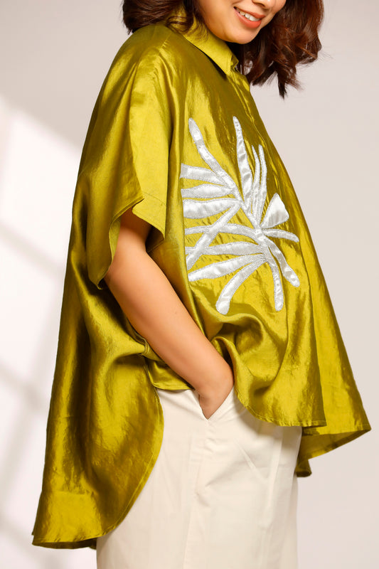 Leaf Kaftan Shirt - Green