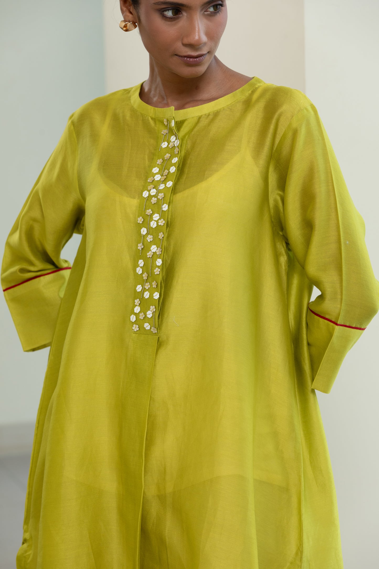 Easy High Low Kurta - Lime Green