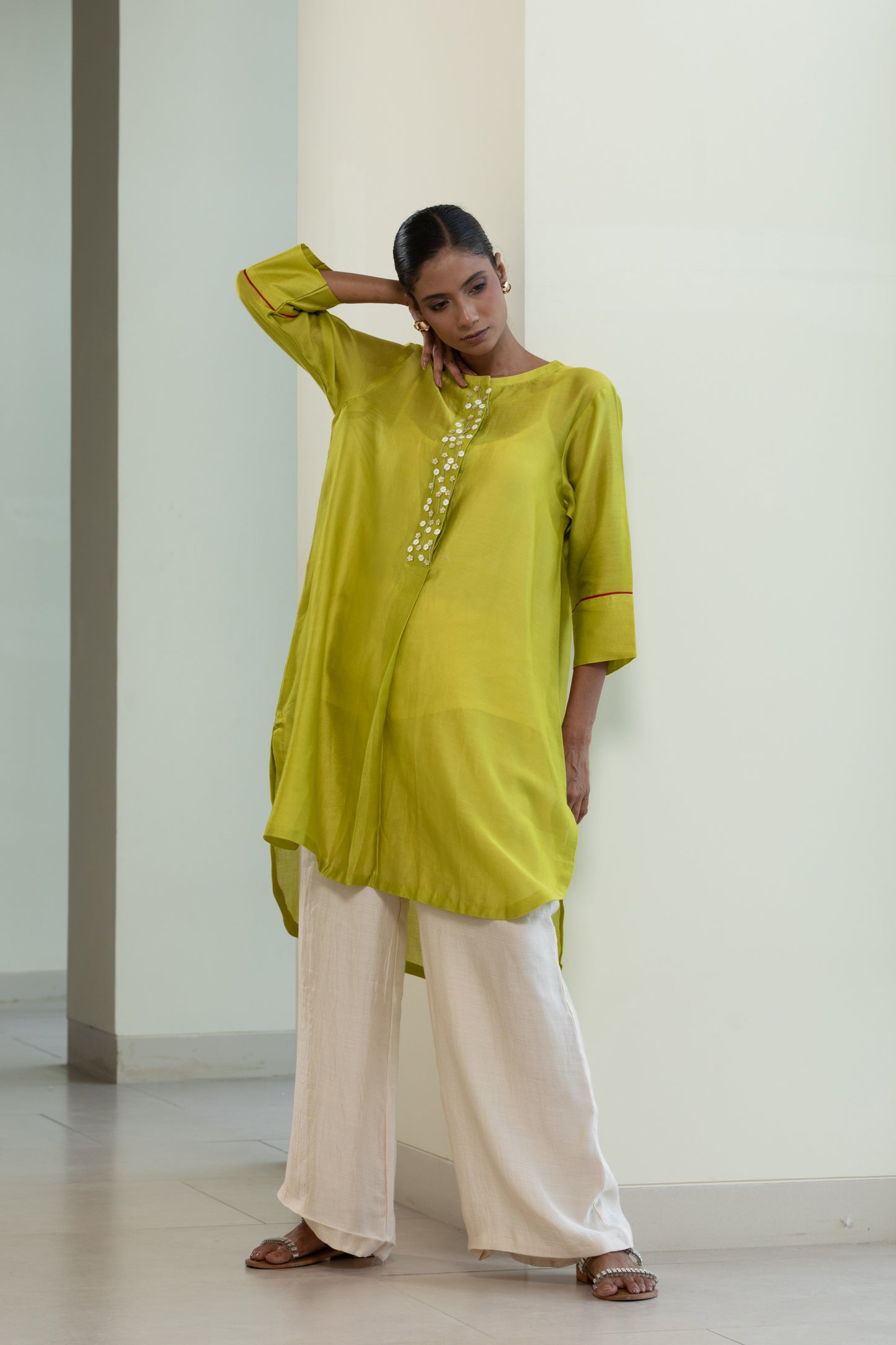 Easy High Low Kurta - Lime Green