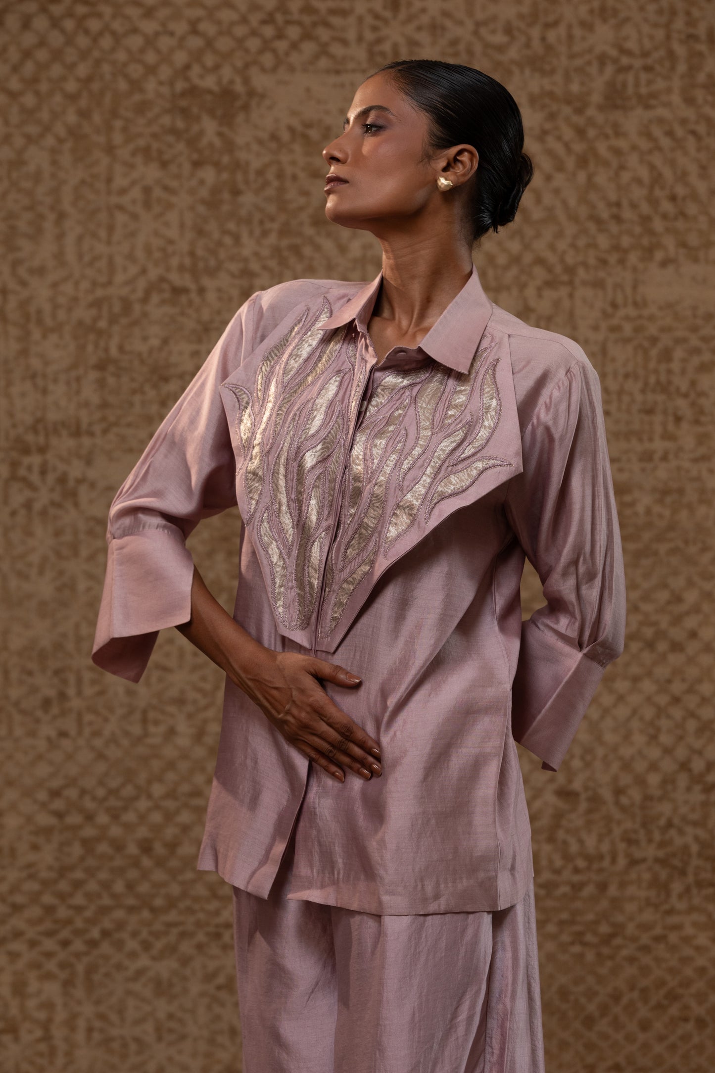 Diamond Yolk Shirt Set - Lilac