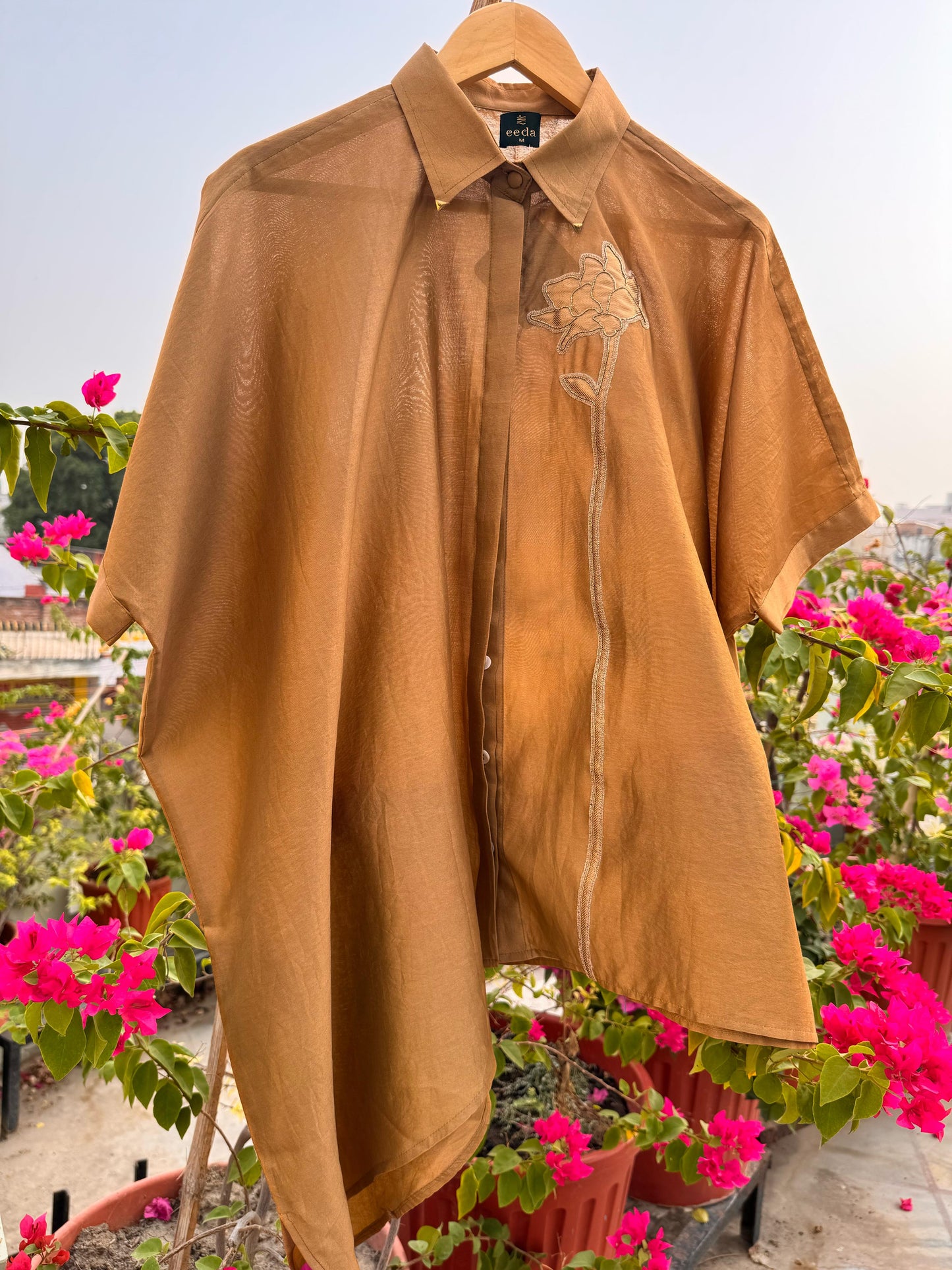 Asymmetrical Rose Shirt - Mustard