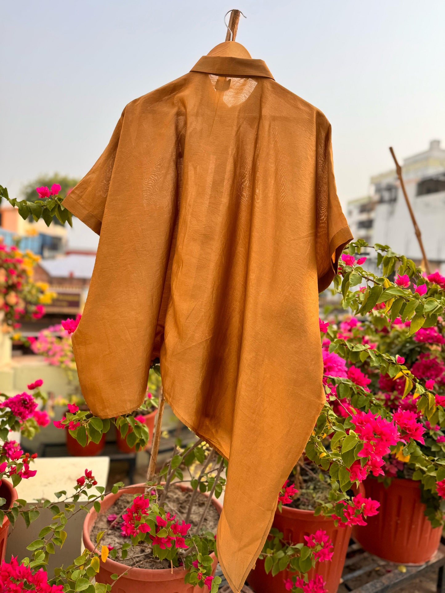 Asymmetrical Rose Shirt - Mustard