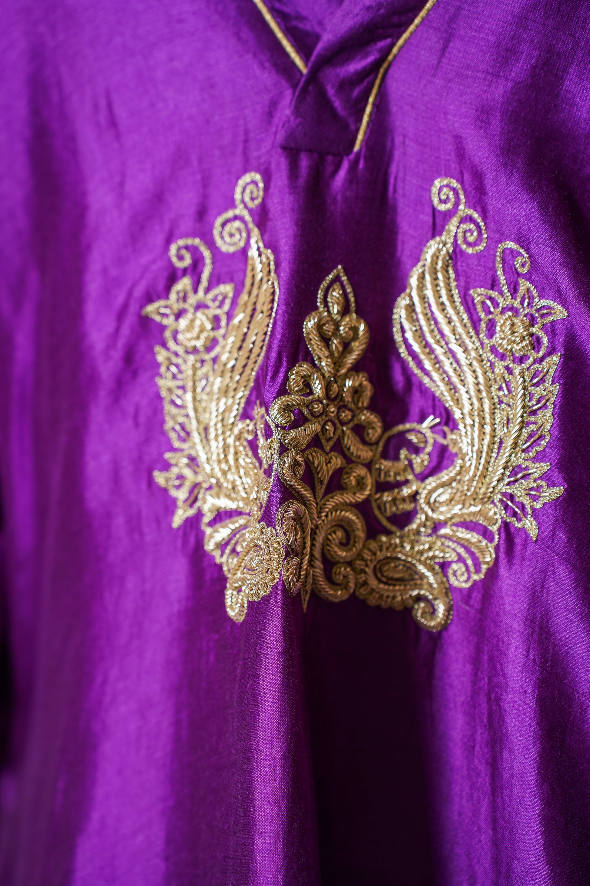 buy Purple Gather Kurta Set Online