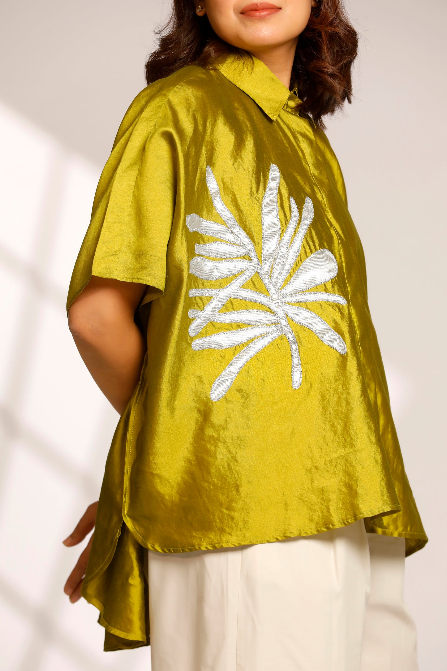Leaf Kaftan Shirt - Green