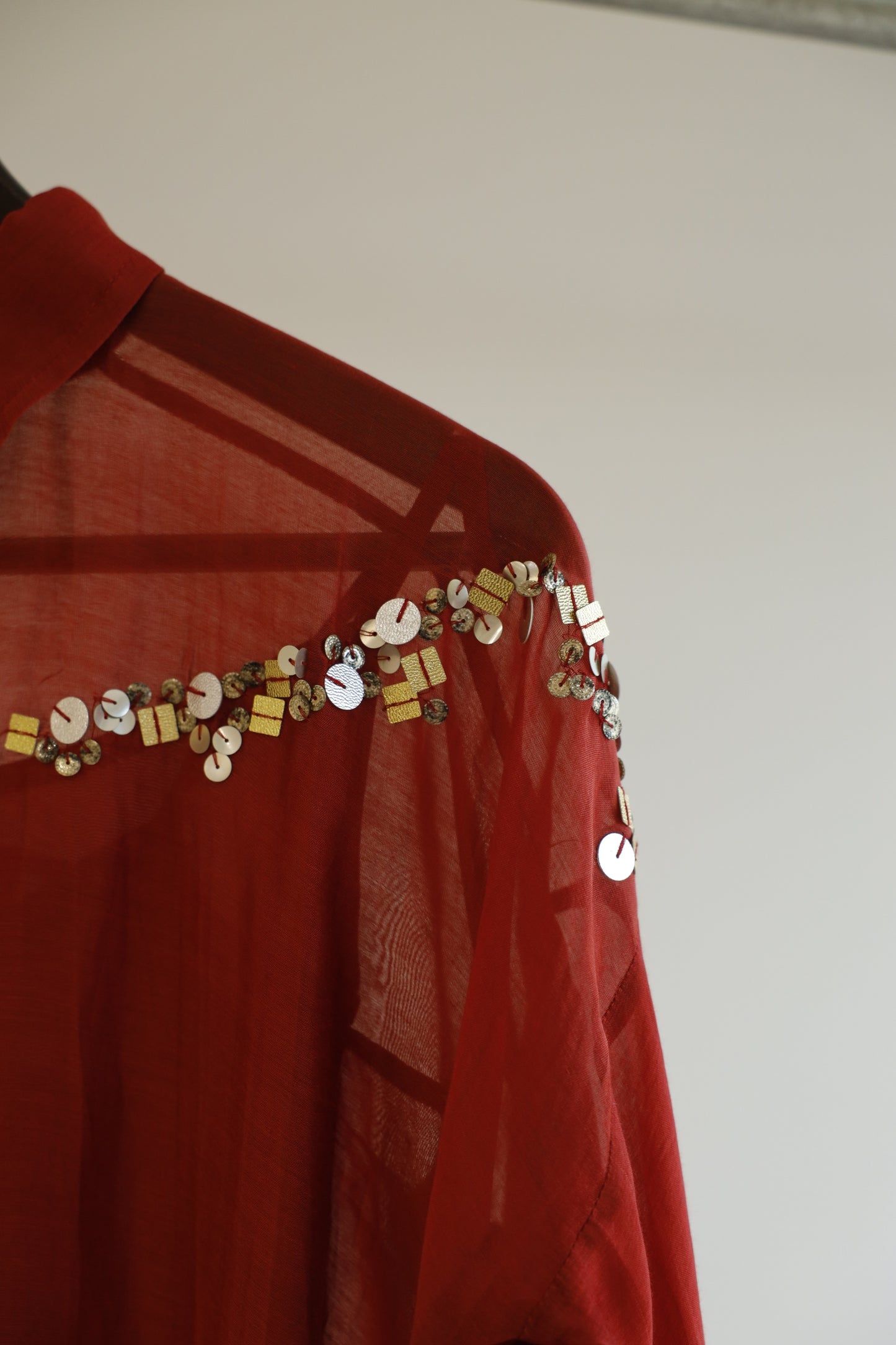 Silk Sequins Shirt - Red