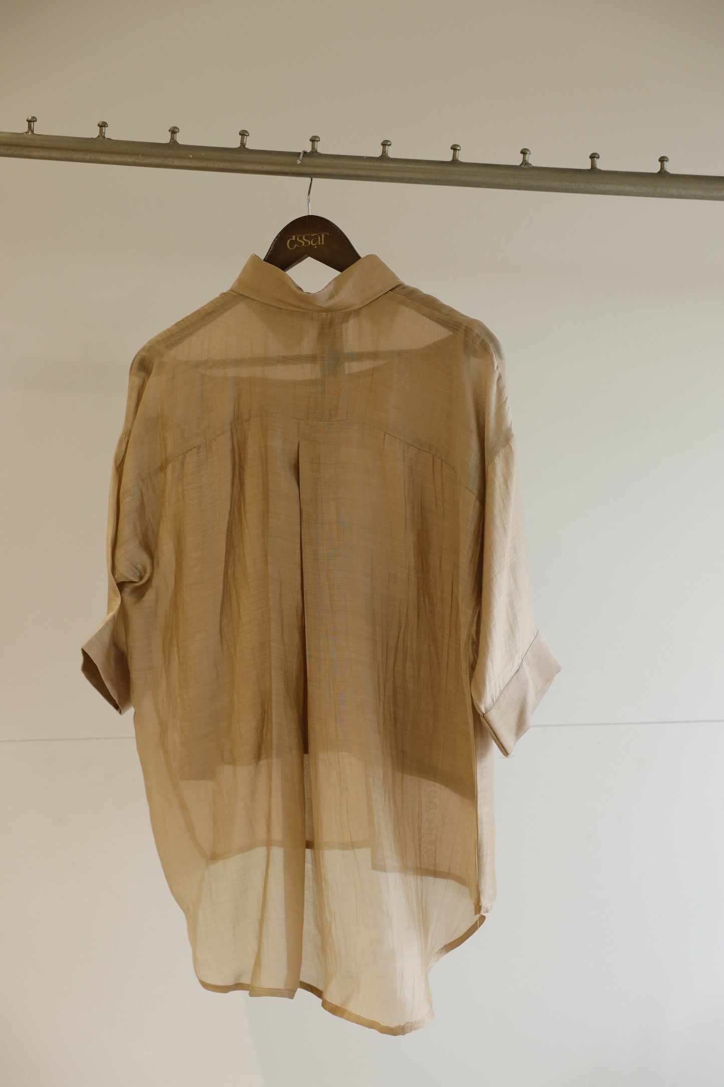 Chanderi Silk Sequins Shirt - Beige