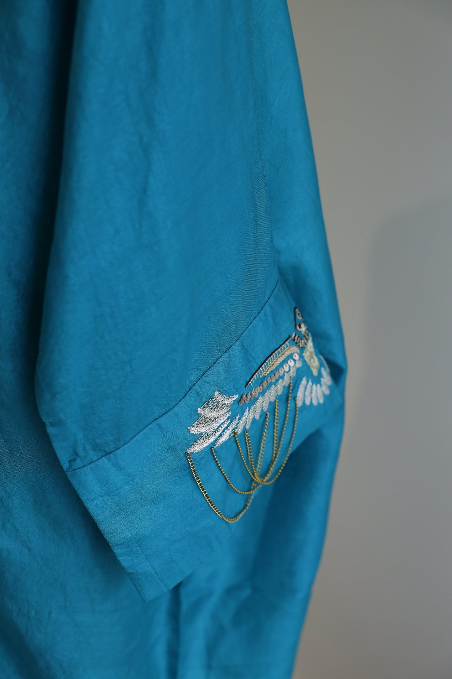 Aara Silk Top with Pant - Blue