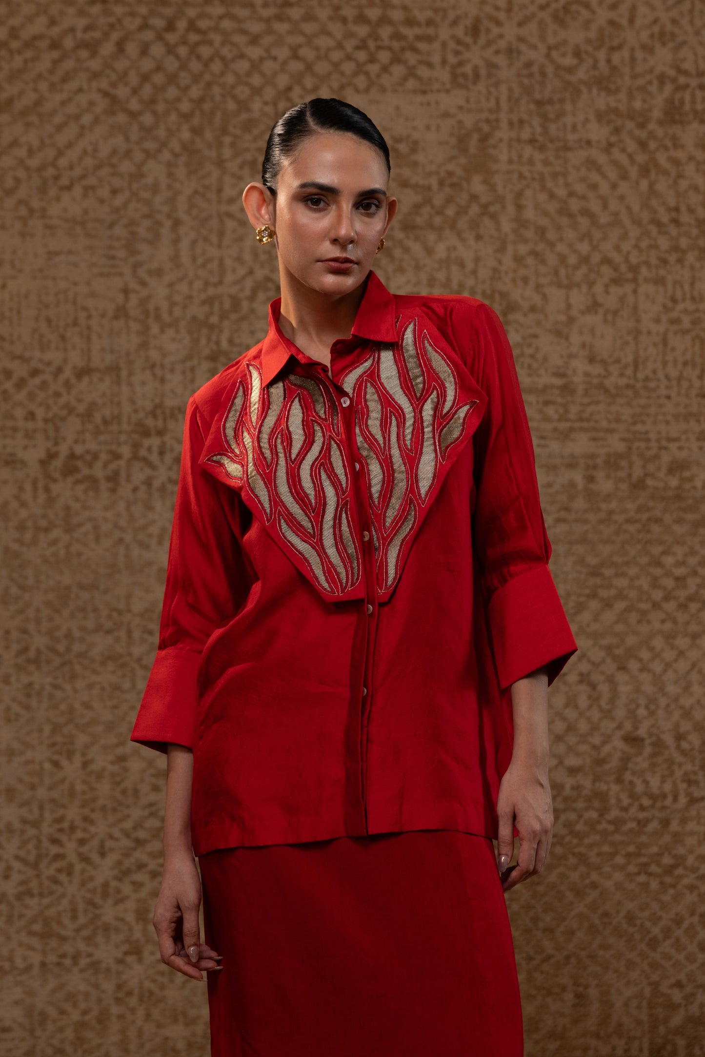 Diamond Yolk ShirtSet - Red