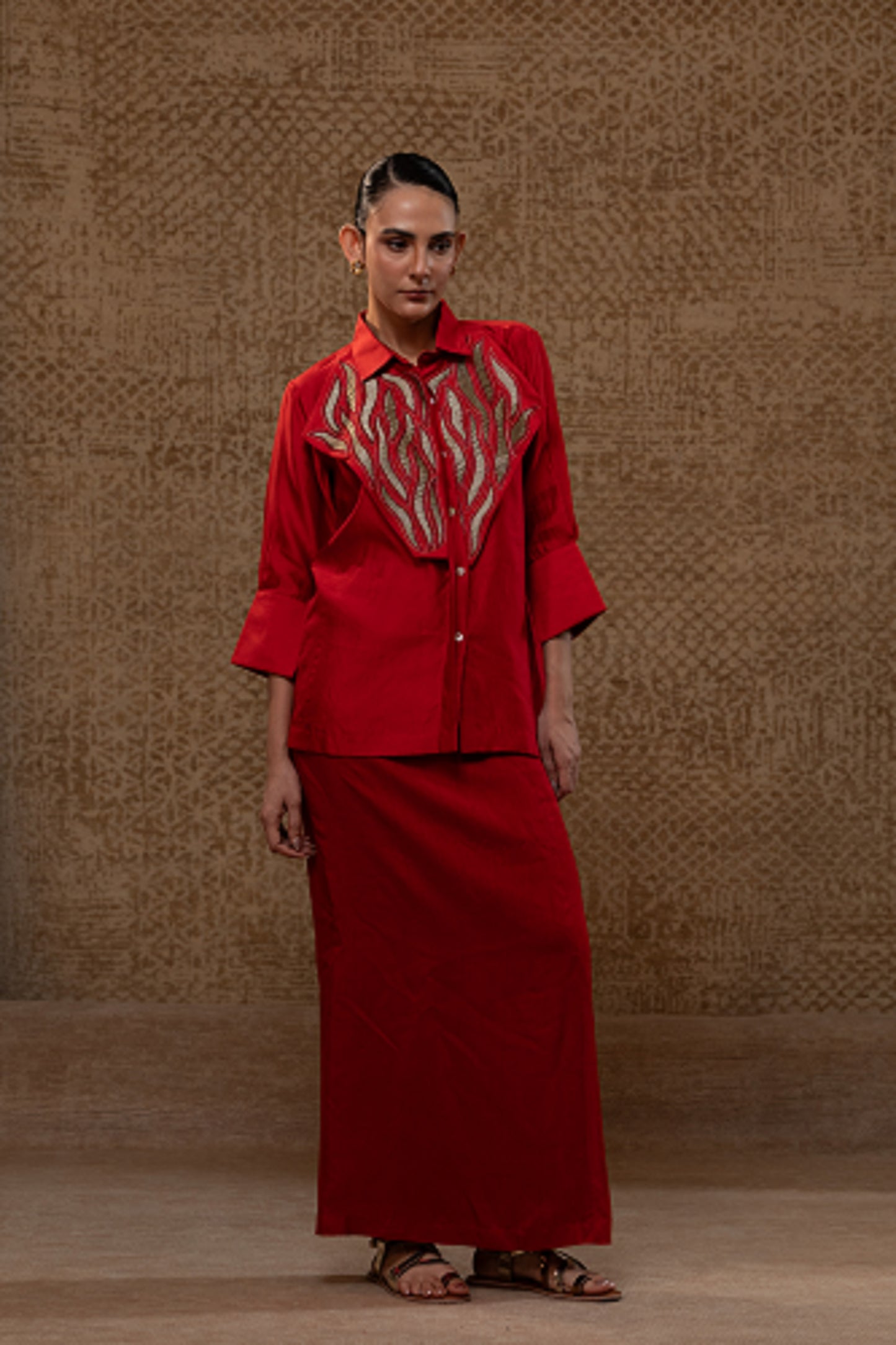 Diamond Yolk ShirtSet - Red
