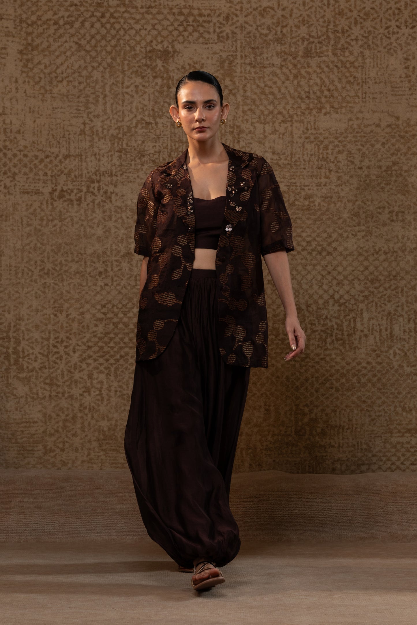 Taral Jacket Set - Brown