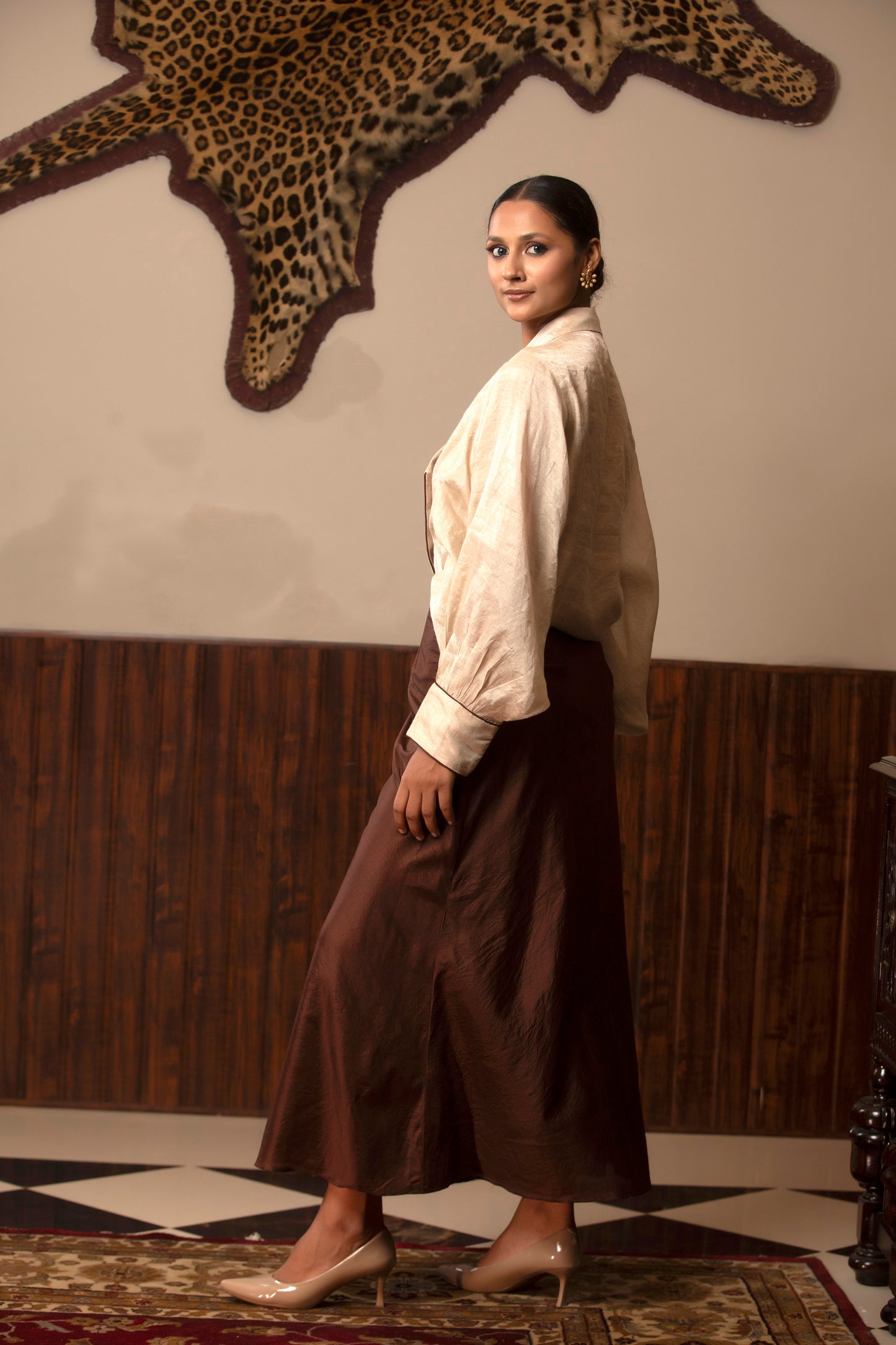 Parv - Silver Shirt Skirt Set