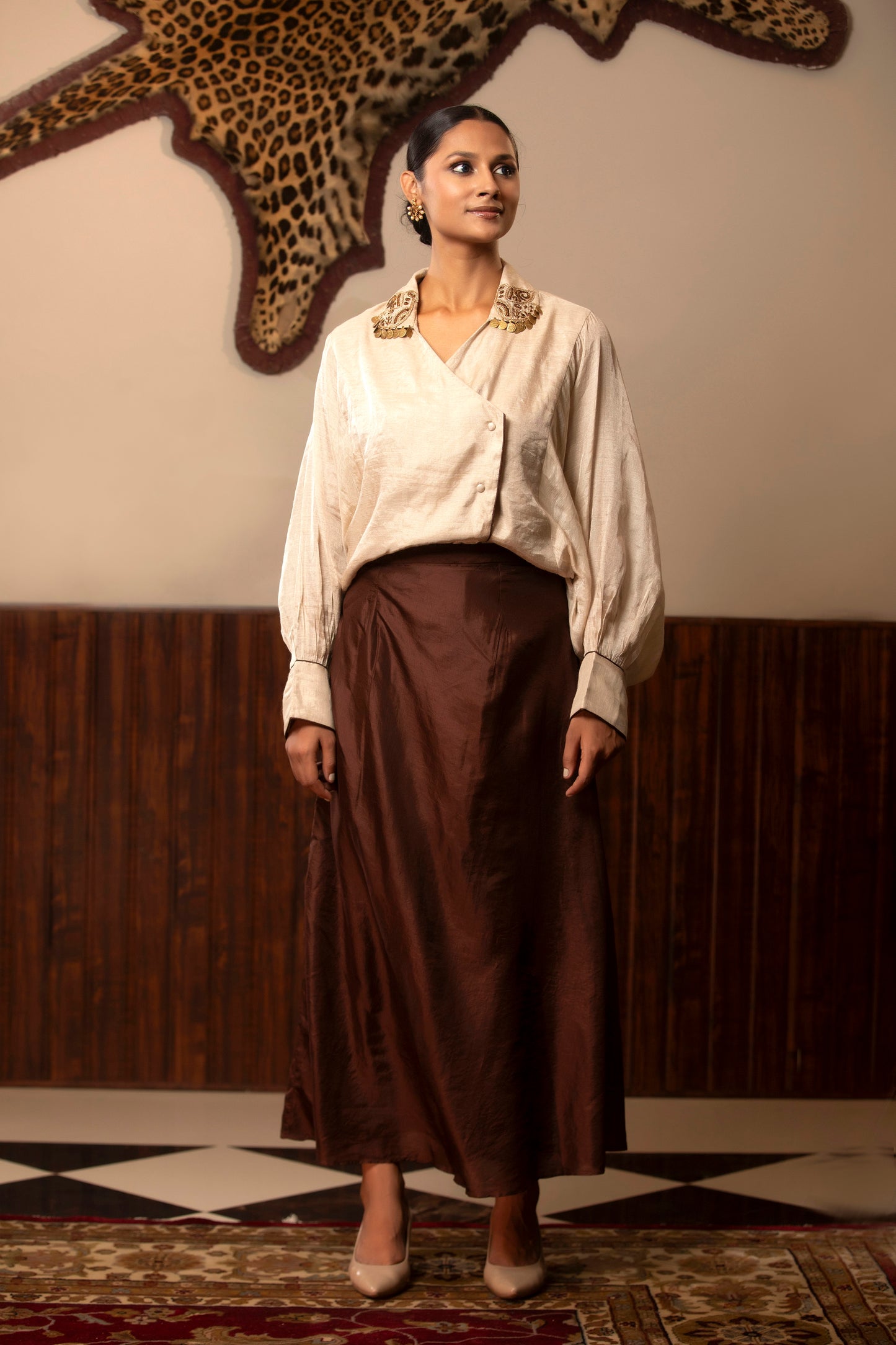 Parv - Silver Shirt Skirt Set