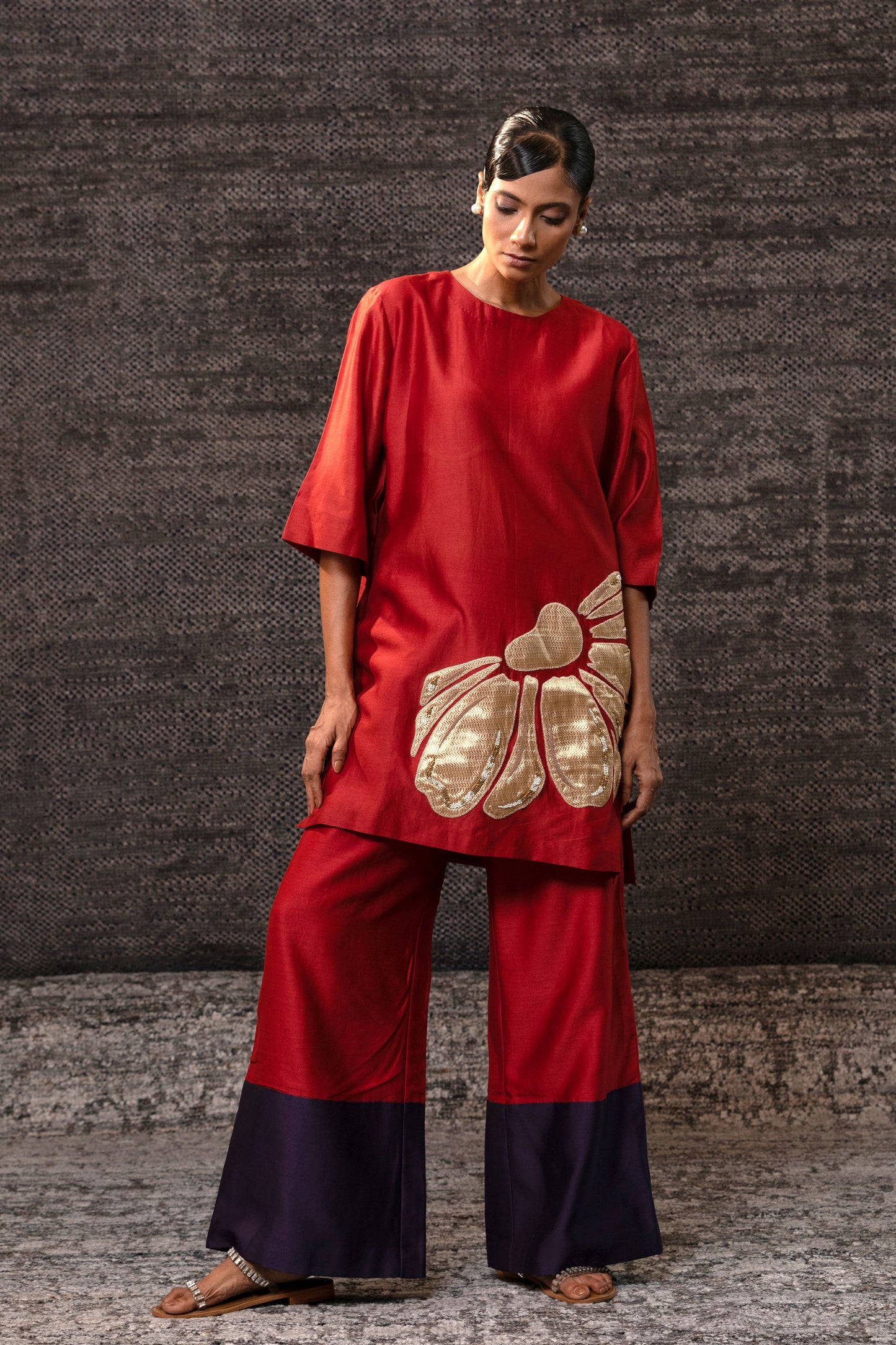 Gulnaar Floral CoordSet - Red Purple