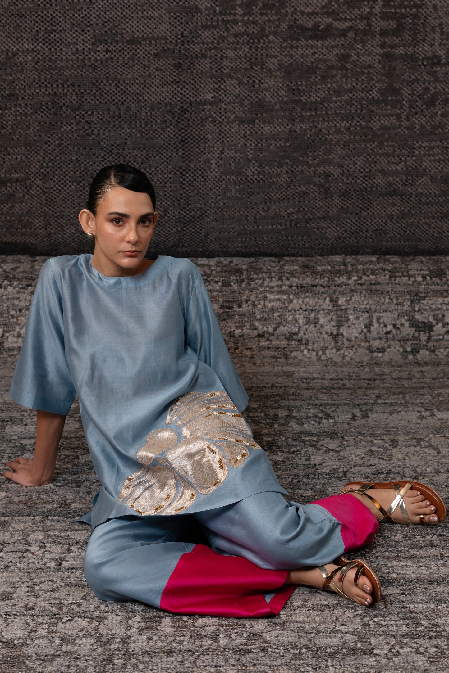 Gulnaar Floral CoordSet - Blue Pink