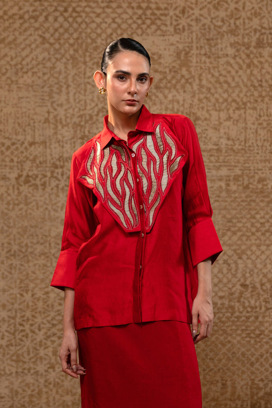 Diamond Yolk ShirtSet - Red