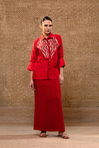Diamond Yolk ShirtSet - Red
