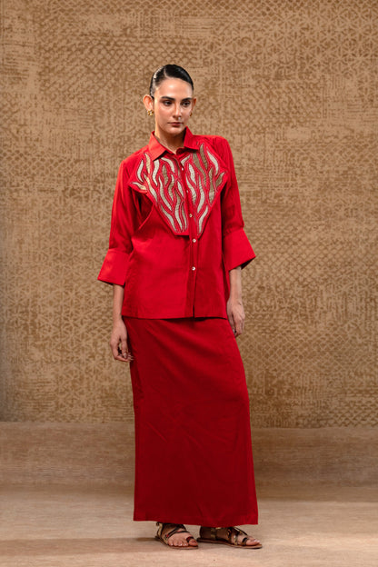 Diamond Yolk ShirtSet - Red