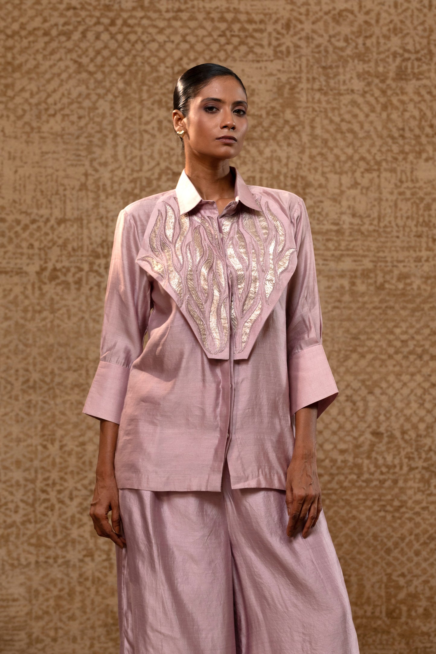 Diamond Yolk Shirt Set - Lilac