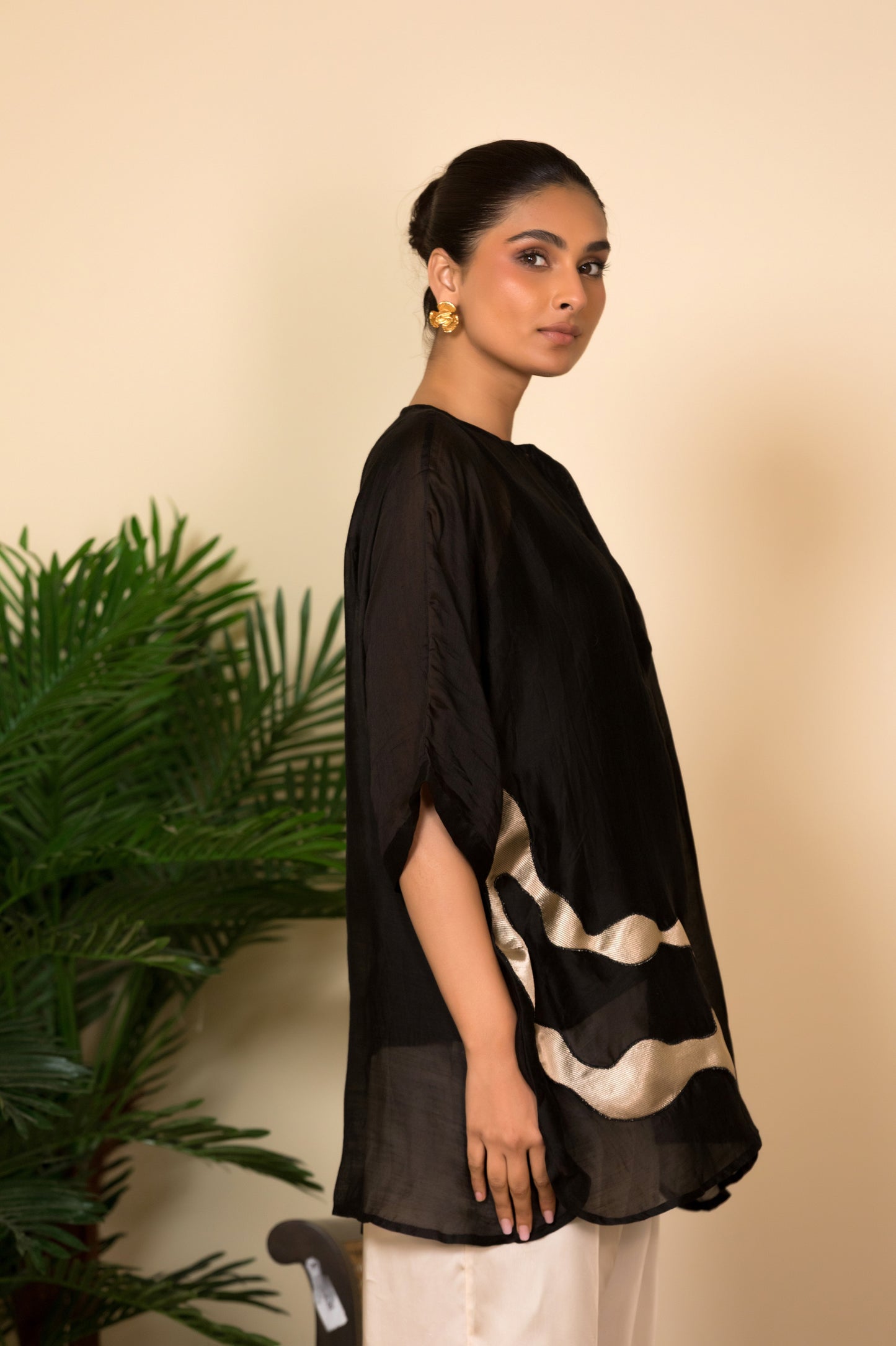 Black Silk long Shirt formal wear