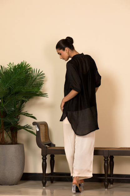 Back View kaftan set with banarasi patch, Indo western designer wear