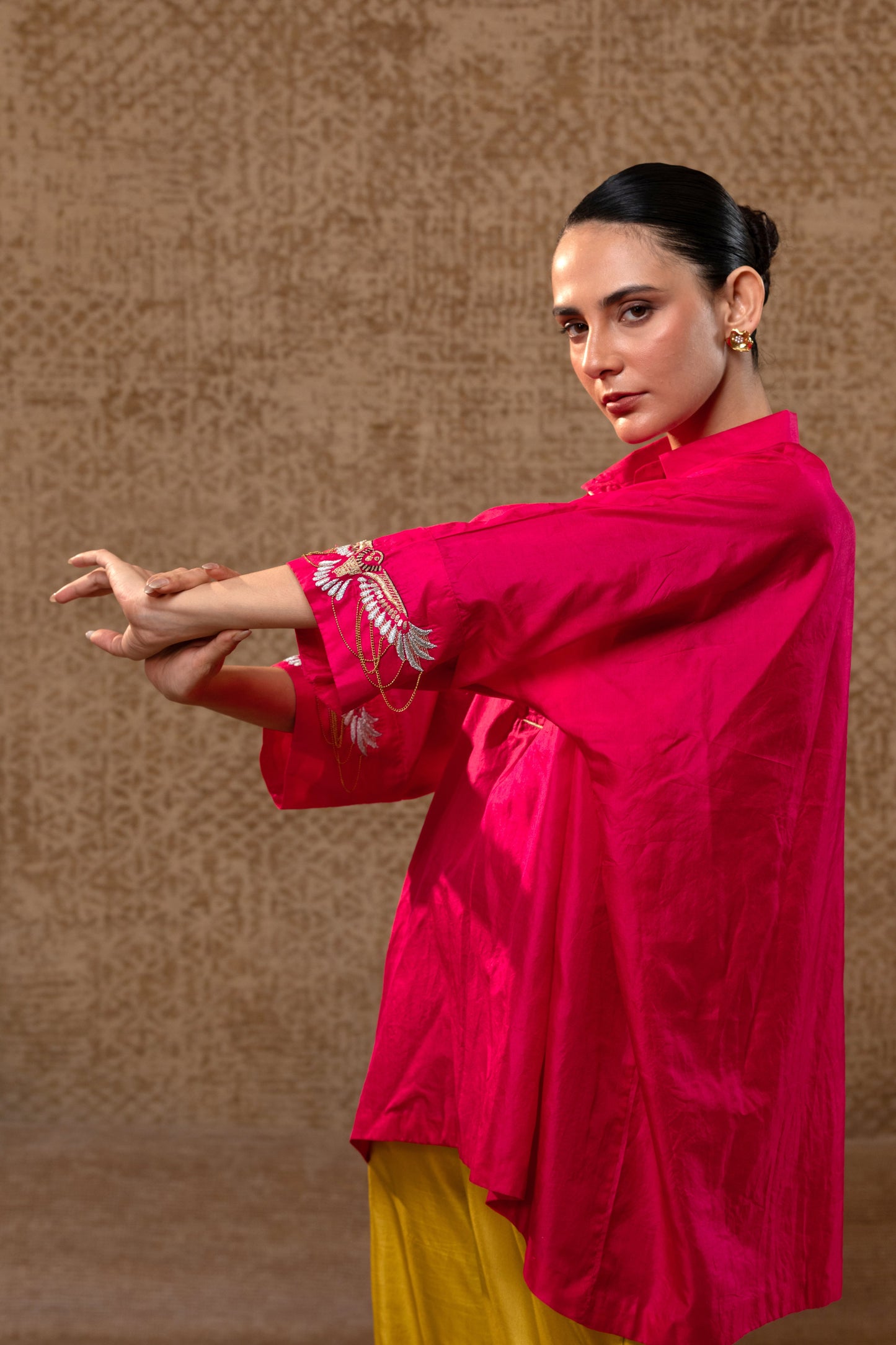 Tinka Kaftan Top Set - Pink,Yellow