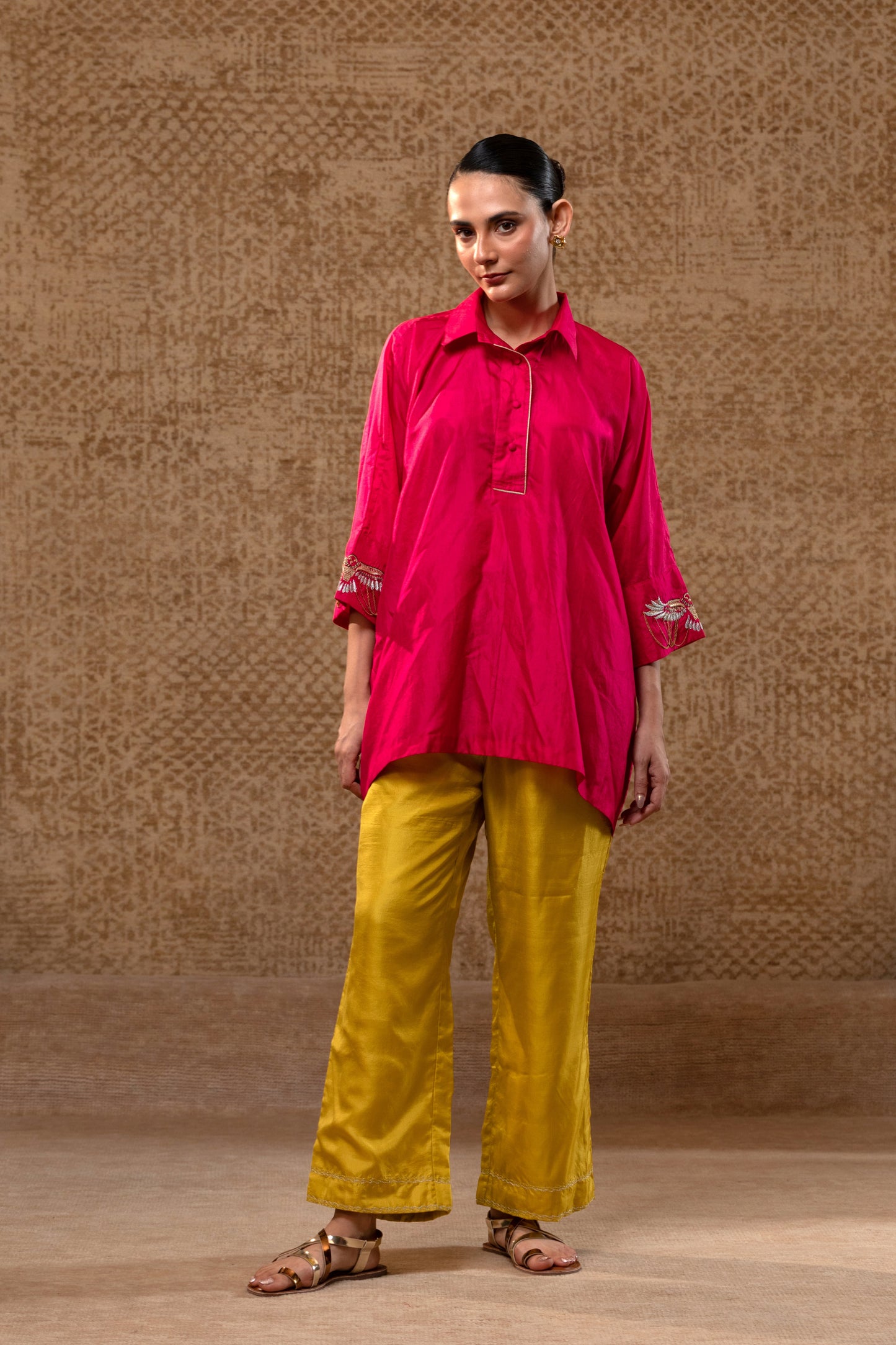 Tinka Kaftan Top Set - Pink,Yellow