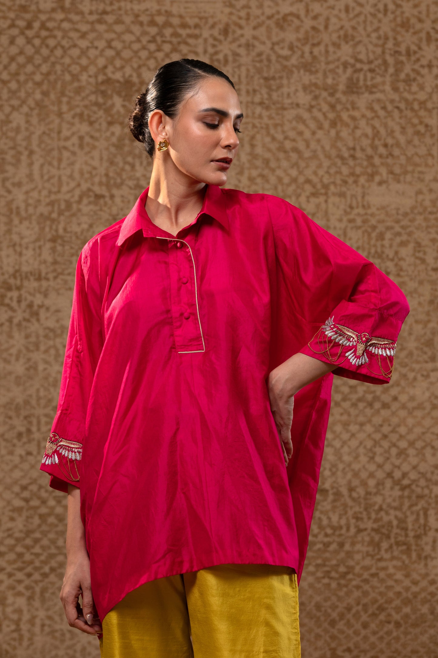 Tinka Kaftan Top Set - Pink,Yellow