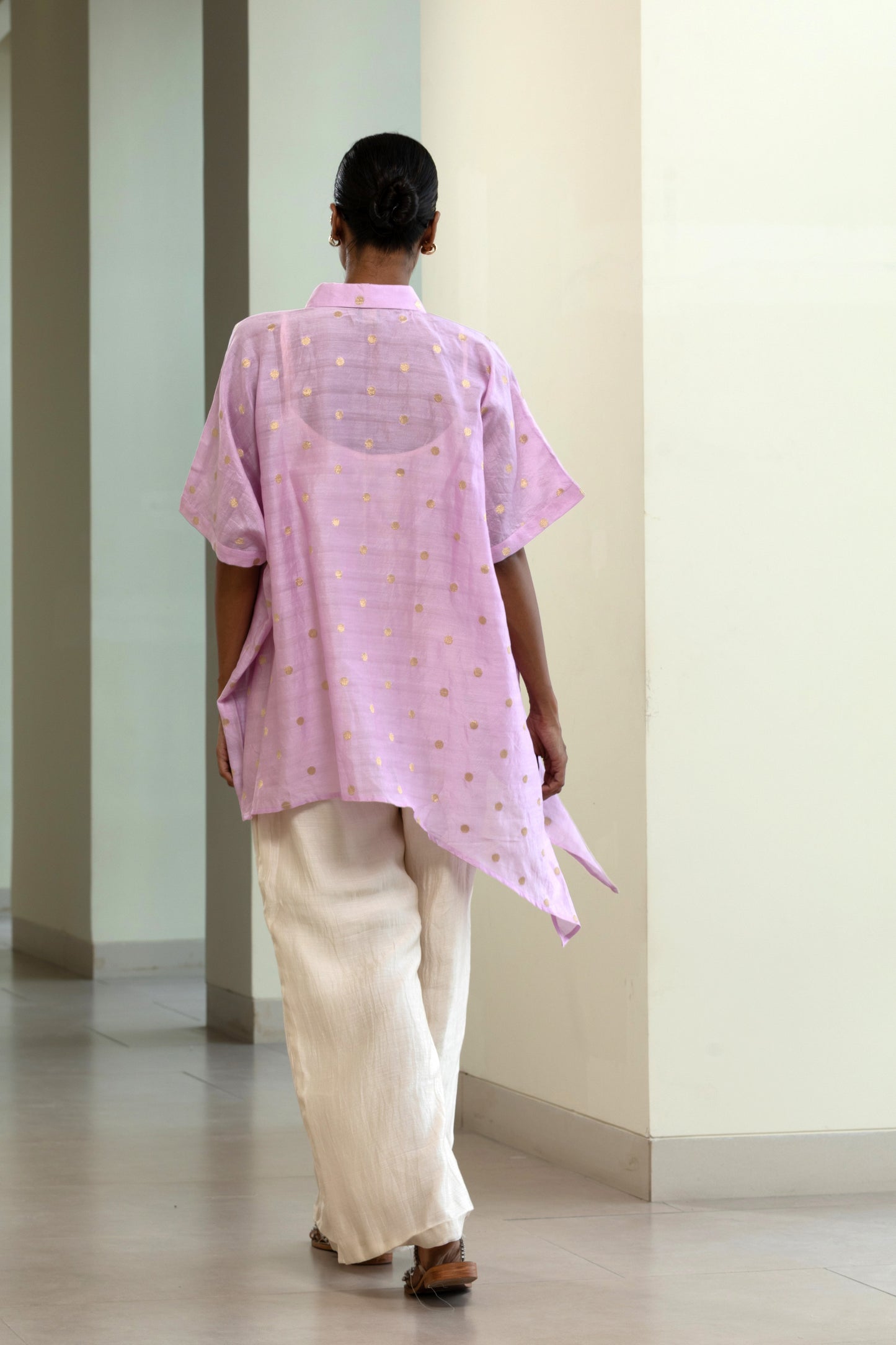 Asymmetrical Rose  Shirt - Lilac