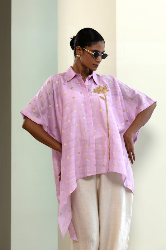 Asymmetrical Rose  Shirt - Lilac