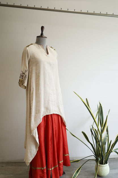 Parv - Silver Red Kurta Set