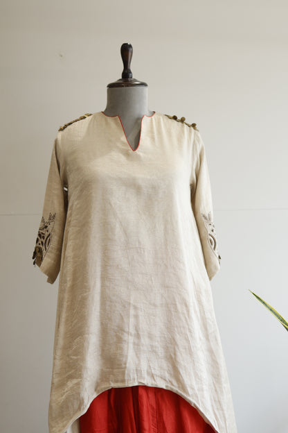 Parv - Silver Red Kurta Set