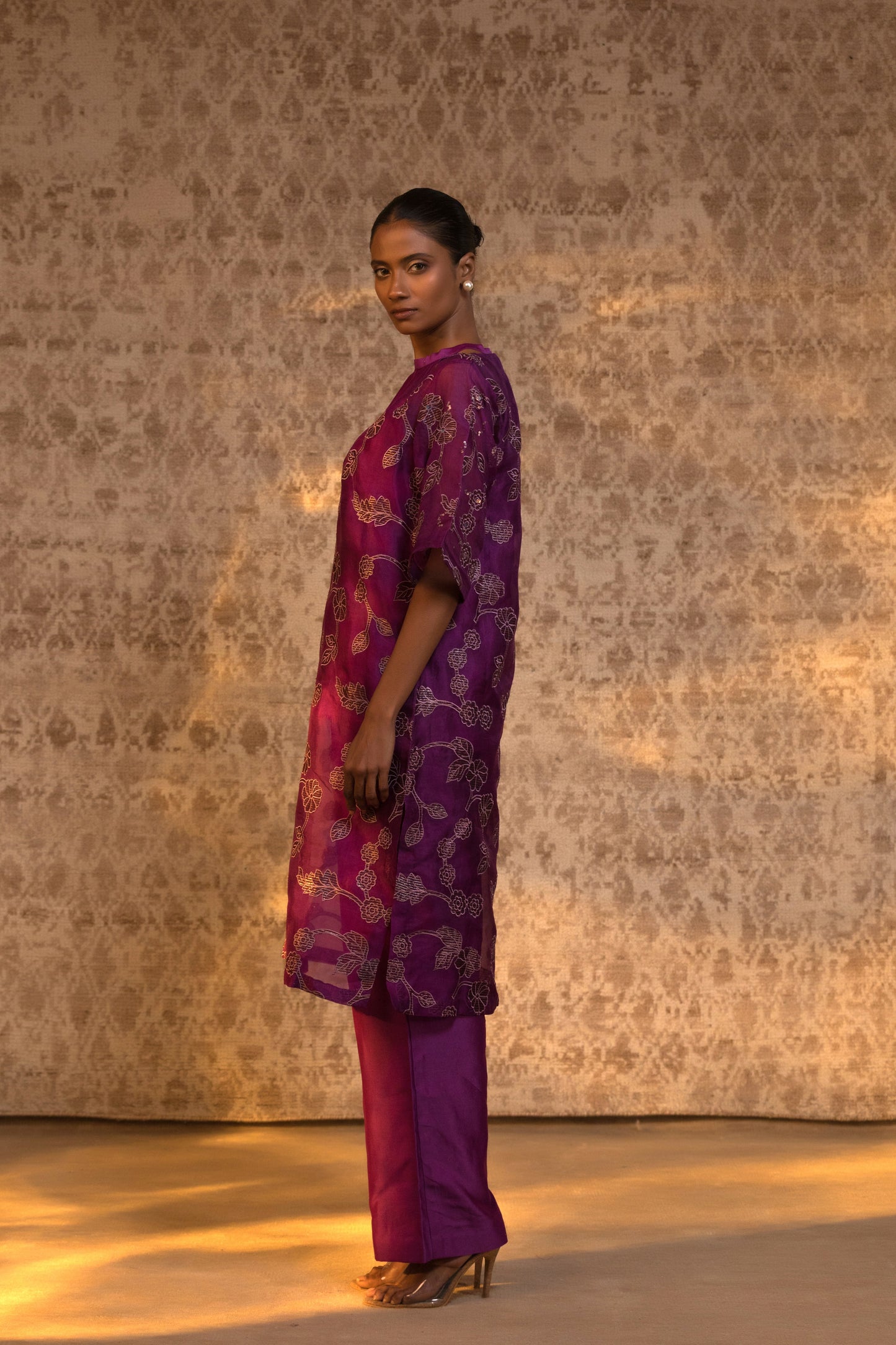 Taral Pure Organza Halter KurtaSet - Purple