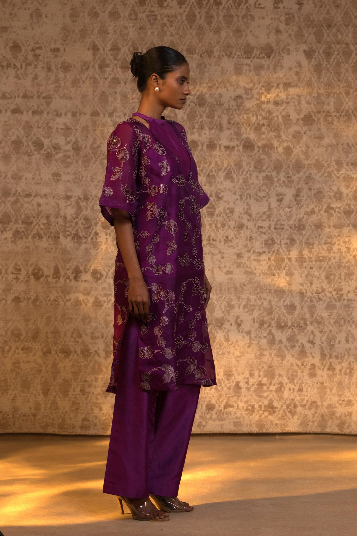 Taral Pure Organza Halter KurtaSet - Purple