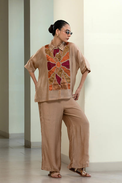 Eeda Full Patch Shirt - Beige