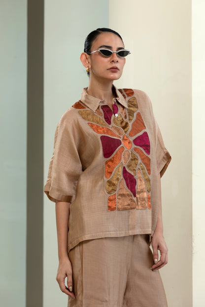 Eeda Full Patch Shirt - Beige