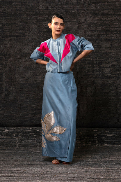 Gulnaar Skirt Set - Blue