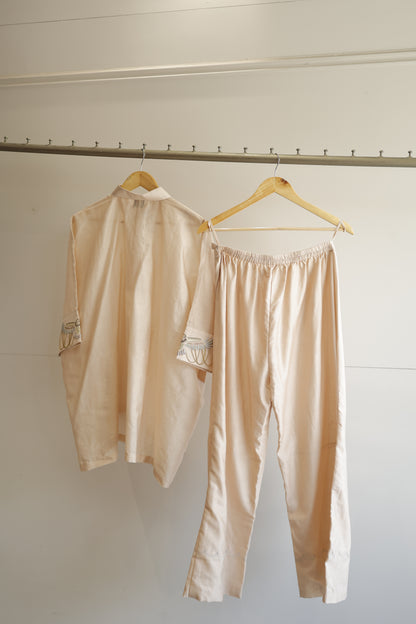 Tinka Silk Chanderi Co-ord Set - Ivory