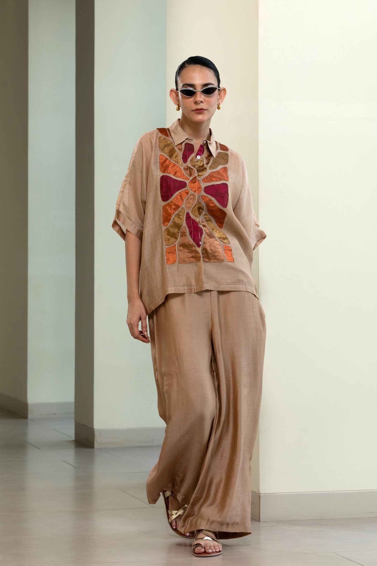 Eeda Full Patch Shirt - Beige