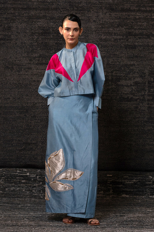Gulnaar Skirt Set - Blue