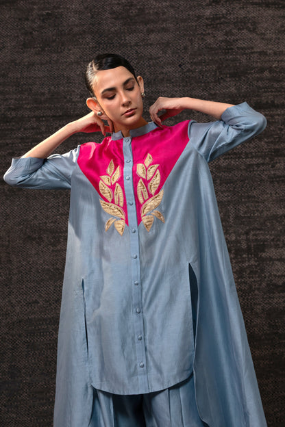 Gulnaar Yolk KurtaSet - Blue