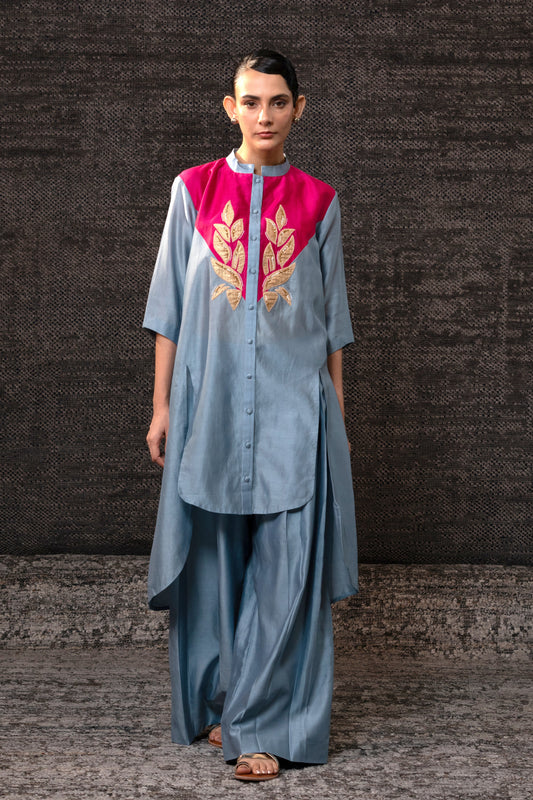 Gulnaar Yolk KurtaSet - Blue