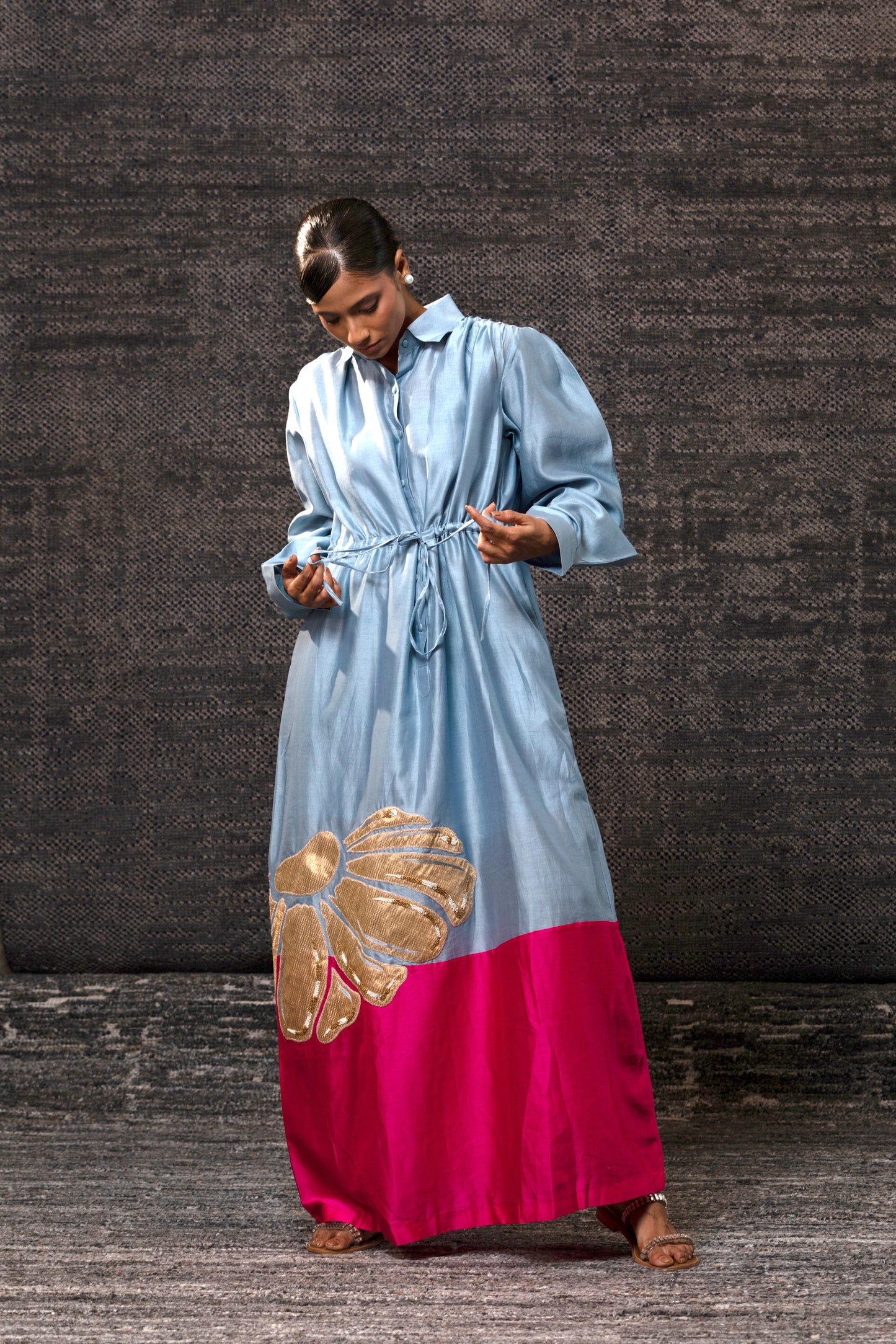 Gulnaar Shirt Dress - Blue Pink