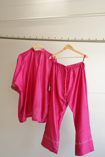 Tinka Silk Chanderi Co-ord Set - Pink