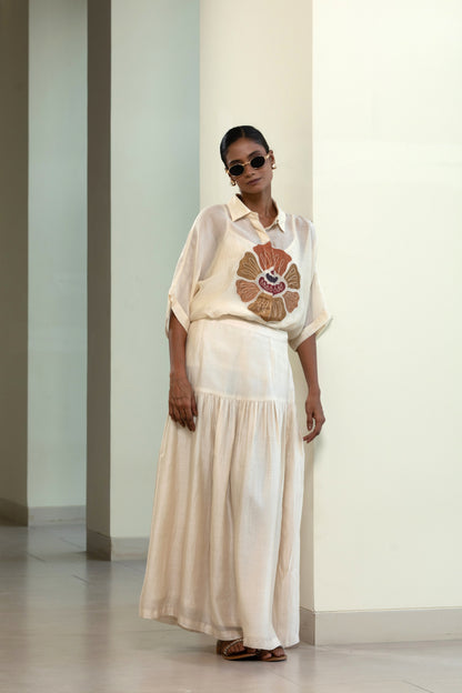 Eeda Round Patch Shirt - Off-White