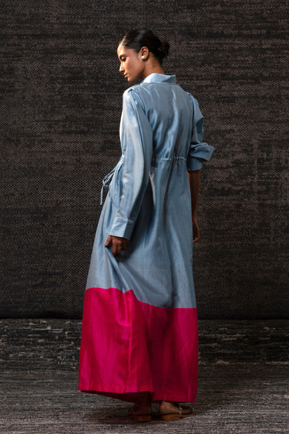 Gulnaar Shirt Dress - Blue Pink